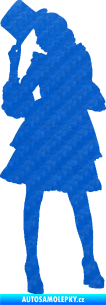 Samolepka Dáma s kloboukem 001 levá 3D karbon modrý