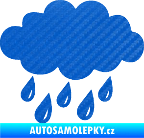 Samolepka Déšť 001 levá mrak a kapky 3D karbon modrý