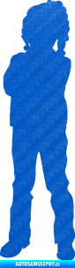 Samolepka Děti silueta 009 levá holčička 3D karbon modrý