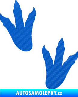 Samolepka Dinosaurus stopy 001 levá 3D karbon modrý