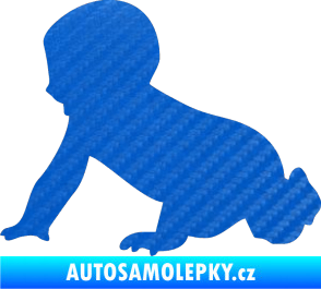 Samolepka Dítě v autě 025 levá miminko silueta 3D karbon modrý