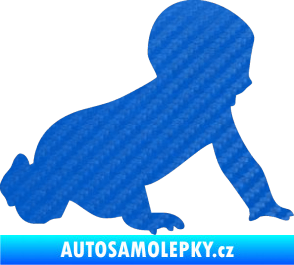 Samolepka Dítě v autě 025 pravá miminko silueta 3D karbon modrý
