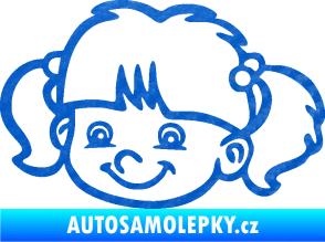 Samolepka Dítě v autě 035 levá holka hlavička 3D karbon modrý
