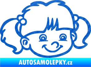 Samolepka Dítě v autě 035 pravá holka hlavička 3D karbon modrý