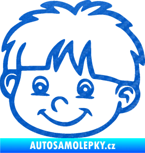 Samolepka Dítě v autě 036 levá chlapec hlavička 3D karbon modrý