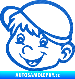 Samolepka Dítě v autě 038 levá kluk hlavička 3D karbon modrý