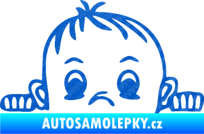 Samolepka Dítě v autě 045 levá chlapeček hlavička 3D karbon modrý