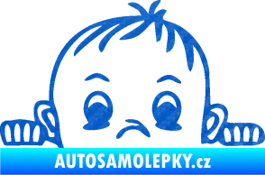 Samolepka Dítě v autě 045 pravá chlapeček hlavička 3D karbon modrý