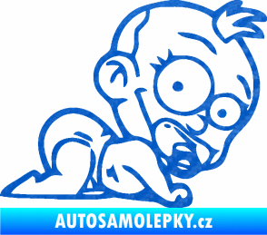 Samolepka Dítě v autě 067 pravá lezoucí miminko 3D karbon modrý