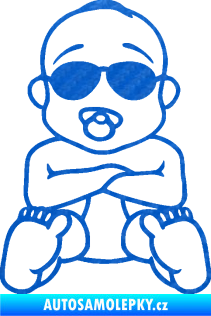 Samolepka Dítě v autě 074 mimčo s brýlemi 3D karbon modrý