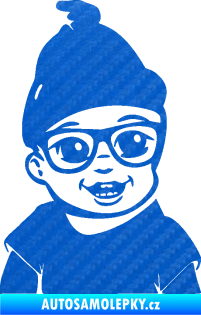 Samolepka Dítě v autě 080 pravá chlapeček 3D karbon modrý