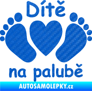 Samolepka Dítě v autě 089 nožičky s nápisem 3D karbon modrý