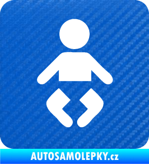 Samolepka Dítě v autě 093 symbol miminka 3D karbon modrý