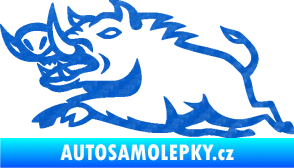 Samolepka Divoké prase 004 levá 3D karbon modrý