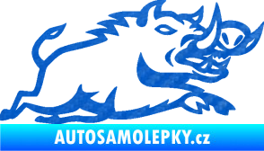 Samolepka Divoké prase 004 pravá 3D karbon modrý