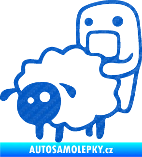 Samolepka Domo 005 levá love sheep 3D karbon modrý