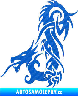Samolepka Dragon 007 levá 3D karbon modrý