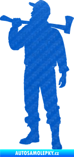 Samolepka Dřevorubec 001 levá 3D karbon modrý