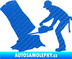 Samolepka Dřevorubec 003 levá 3D karbon modrý