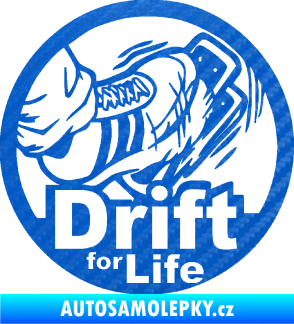 Samolepka Drift for life 3D karbon modrý