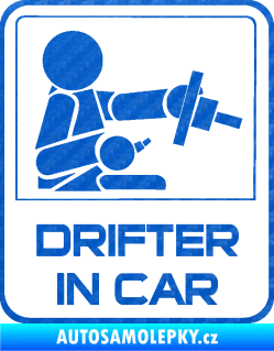 Samolepka Drifter in car 002 3D karbon modrý