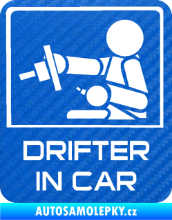 Samolepka Drifter in car 003 3D karbon modrý