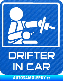 Samolepka Drifter in car 004 3D karbon modrý