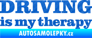 Samolepka Driving is my therapy nápis 3D karbon modrý