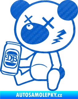 Samolepka Drunk bear 001 levá medvěd s plechovkou 3D karbon modrý