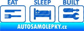 Samolepka Eat sleep built not bought 3D karbon modrý