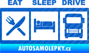 Samolepka Eat, sleep, drive 003 s nápisem 3D karbon modrý