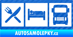 Samolepka Eat, sleep, drive 004 symboly jím, spím, řídím kamion 3D karbon modrý