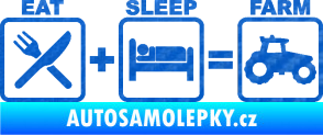 Samolepka Eat sleep farm 3D karbon modrý