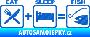 Samolepka Eat sleep fish 3D karbon modrý