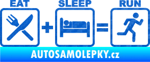 Samolepka Eat sleep run 3D karbon modrý