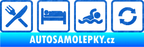 Samolepka Eat sleep swimming repeat plavání 3D karbon modrý