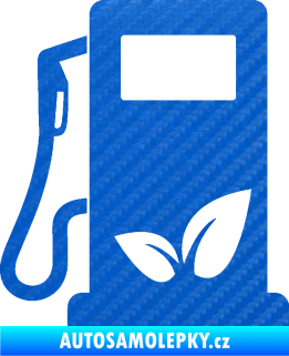 Samolepka Elektro auto 001 levá symbol eko čerpací stanice 3D karbon modrý