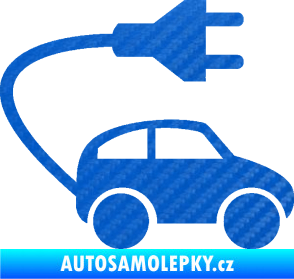 Samolepka Elektro auto 002 pravá symbol zásuvka 3D karbon modrý