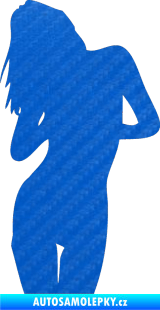 Samolepka Erotická žena 001 levá 3D karbon modrý