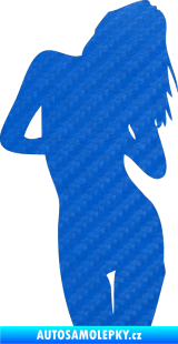 Samolepka Erotická žena 001 pravá 3D karbon modrý