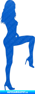 Samolepka Erotická žena 006 pravá 3D karbon modrý