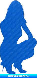 Samolepka Erotická žena 009 pravá 3D karbon modrý