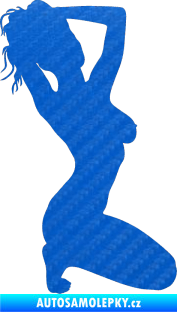 Samolepka Erotická žena 012 pravá 3D karbon modrý