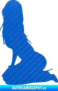 Samolepka Erotická žena 013 levá 3D karbon modrý