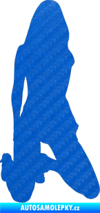 Samolepka Erotická žena 014 pravá 3D karbon modrý