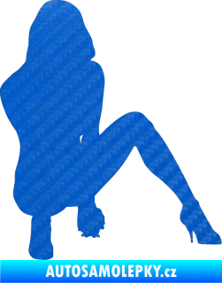 Samolepka Erotická žena 037 pravá 3D karbon modrý