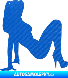 Samolepka Erotická žena 040 pravá 3D karbon modrý