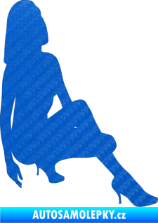 Samolepka Erotická žena 041 pravá 3D karbon modrý