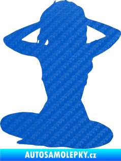 Samolepka Erotická žena 042 levá 3D karbon modrý