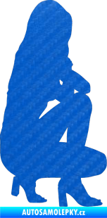 Samolepka Erotická žena 044 pravá 3D karbon modrý